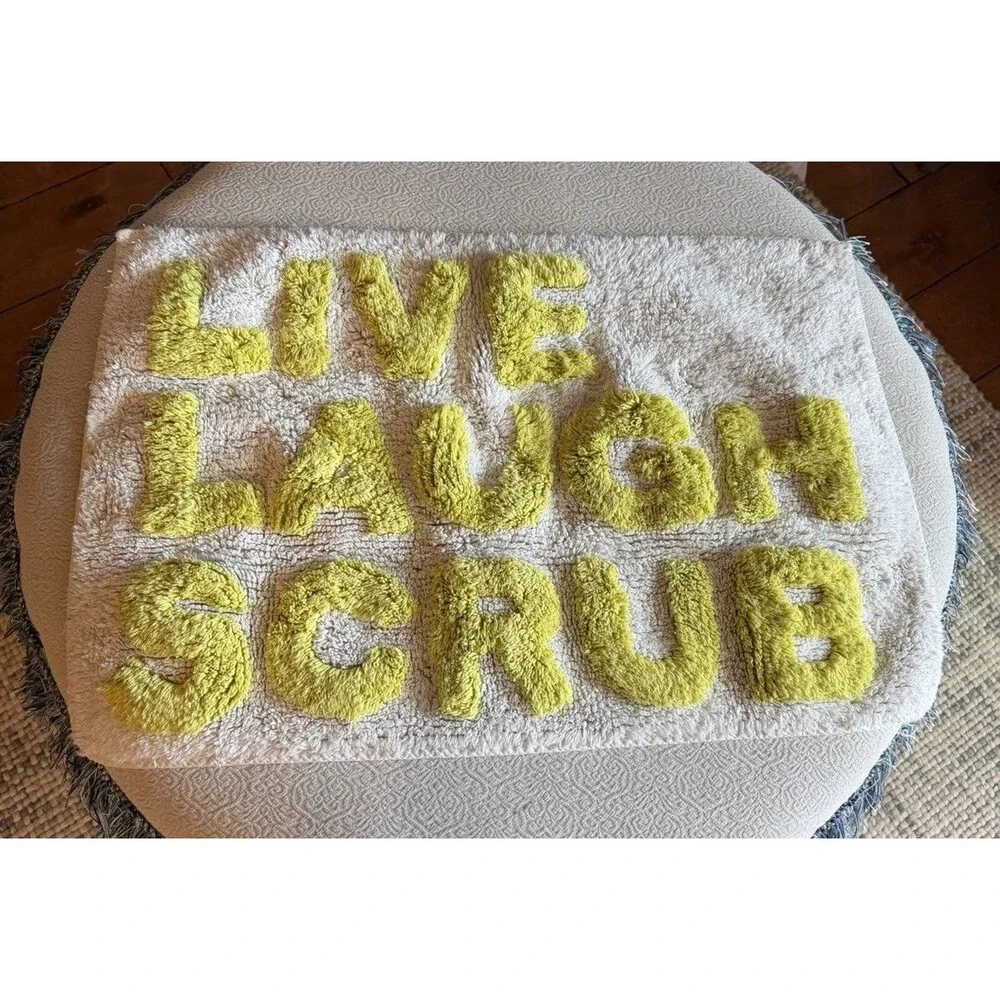 URBAN OUTFITTERS Yellow Multi Tufted Shag Bath Mat Rug